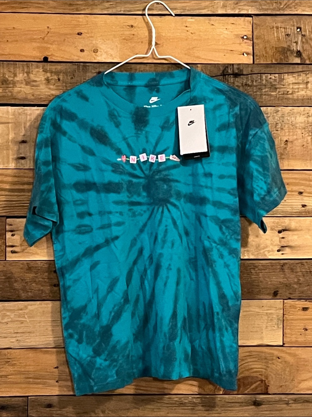 Nike Teal & Dark Teal Spiral Tie-Dye Short Sleeve Tee